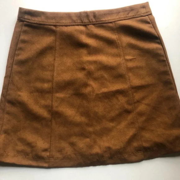 Hollister Brown Suede Button Down Mini Skirt Size 1 - Picture 6 of 7